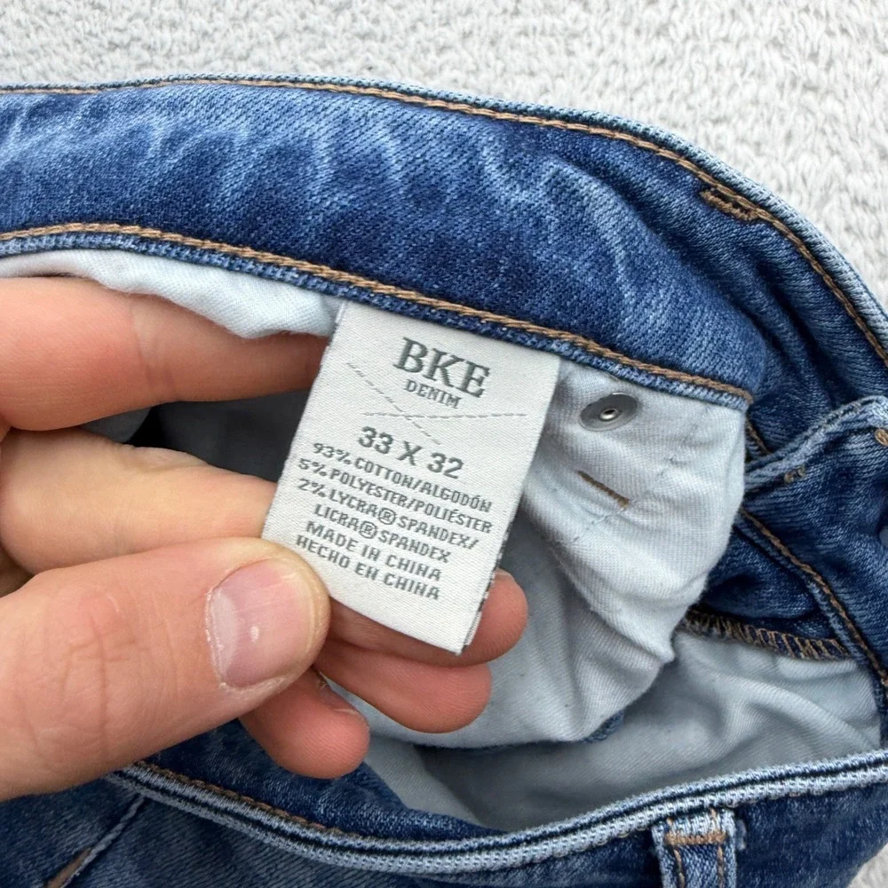 BKE Payton‎ Men Medium Wash Mid Rise Bootcut Stretch Jeans 33x32 Whiskered